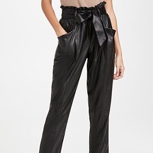 Ramy Brook Faux Leather Marty Pants Tie Belt Black Large NEW